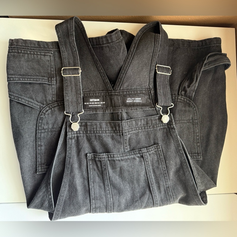 Utility Denim Black Overalls